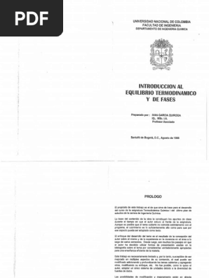 Introduccion Al Equilibrio Termodinamico Y De Fases I Garci Pdf Pdf