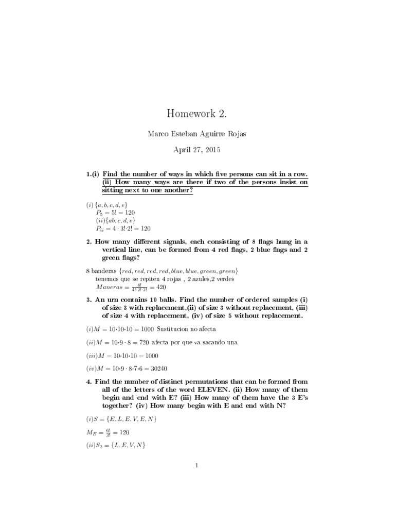 Combinatorics and Permutations Problems | PDF | Language Arts ...