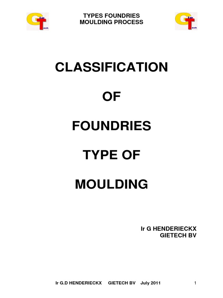 Classification Foundries Acc Moulding Processes Casting (Metalworking