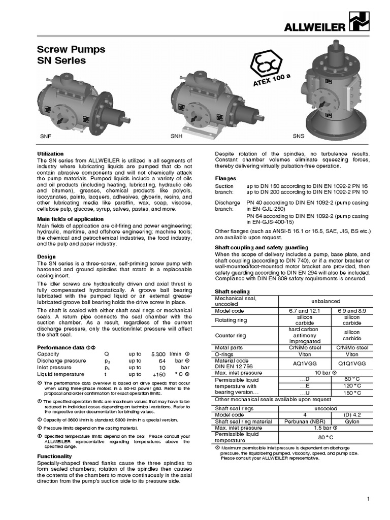 AllweilerSNseries.pdf Bearing (Mechanical) Pump