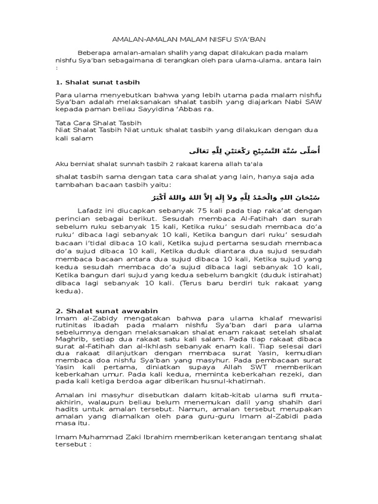 Amalan Amalan Nisfu Bulan Sya Ban Pdf