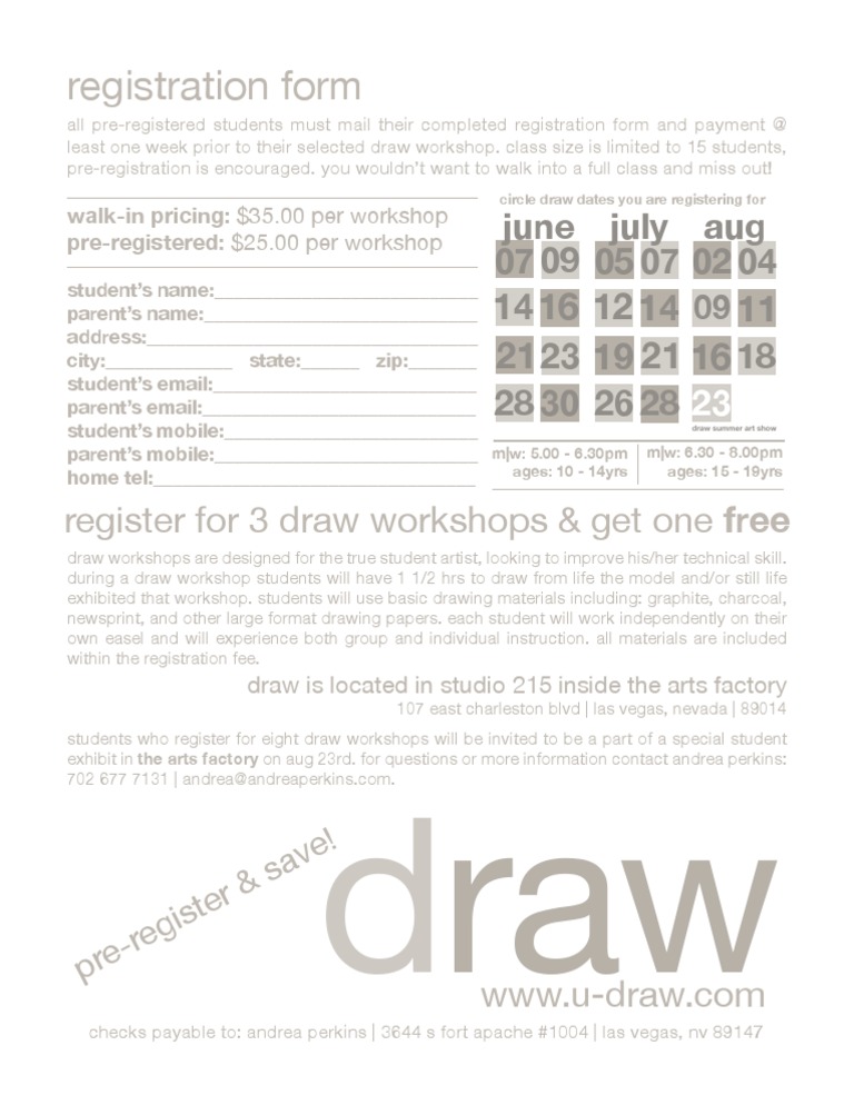 Draw Workshop Registration Form | PDF