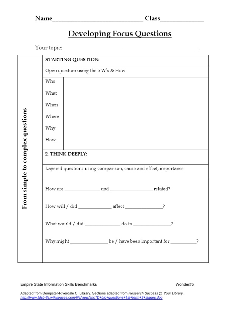 Developing Focus Questions for Research | PDF | Cognition