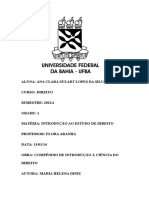 Fichamento - COMPÊNDIO DE INTRODUÇÃO À CIÊNCIA DO DIREITO - MARIA HELENA DINIZ