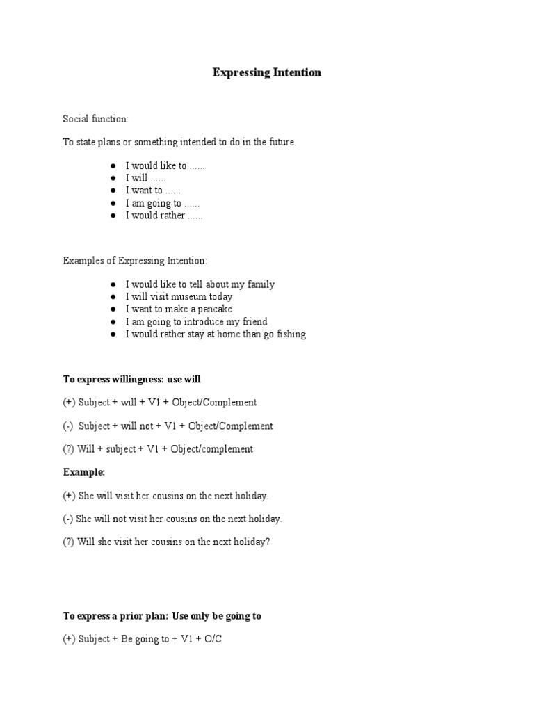 Expressing Intention