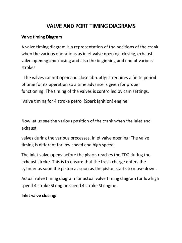 Valve and Port Timing Diagrams PDF Internal Combustion Engine Piston