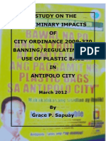 Preliminary Impacts of The Ban On Plastic Bags in Antipolo City Final PDF