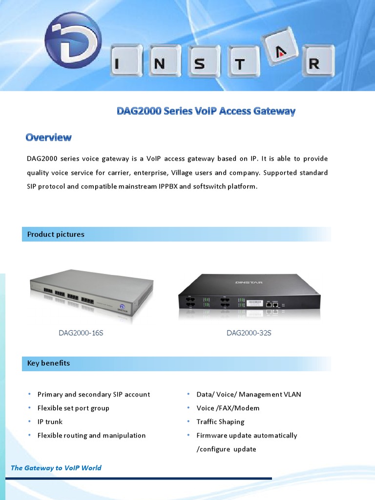 Dinstar DAG2000 VoIP Gateway Overview | PDF | Session Initiation ...