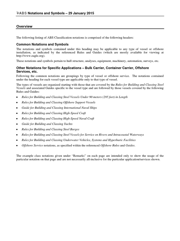 ABS Class Notations PDF