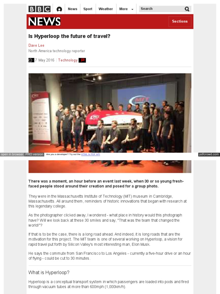 WWW BBC Com News World 36307781 | PDF | Hyperloop | Science