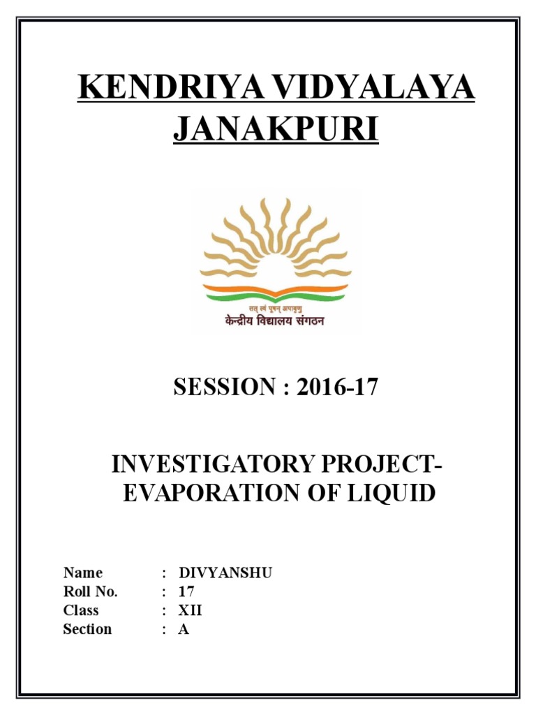 Class XII Project on Liquid Evaporation | PDF | Evaporation ...