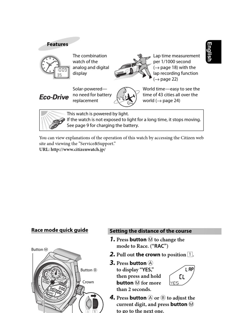 Citizen U706/H610 User Manual | PDF | Speed | Fuel Economy In Automobiles
