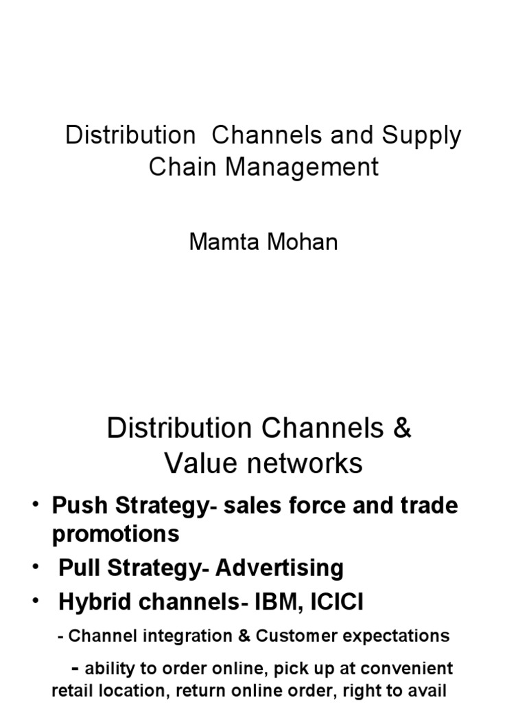 Distribution Channels and Supply Chain Management | PDF | Supply Chain ...