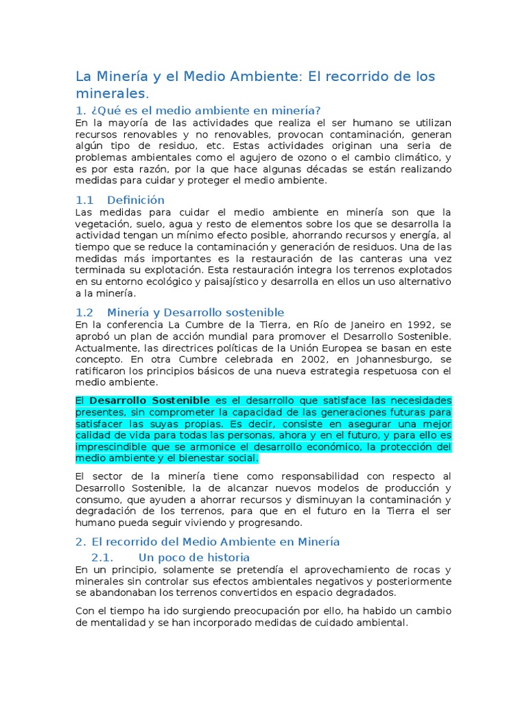 La Minería y El Medio Ambiente (Resumen) | Descargar gratis PDF ...