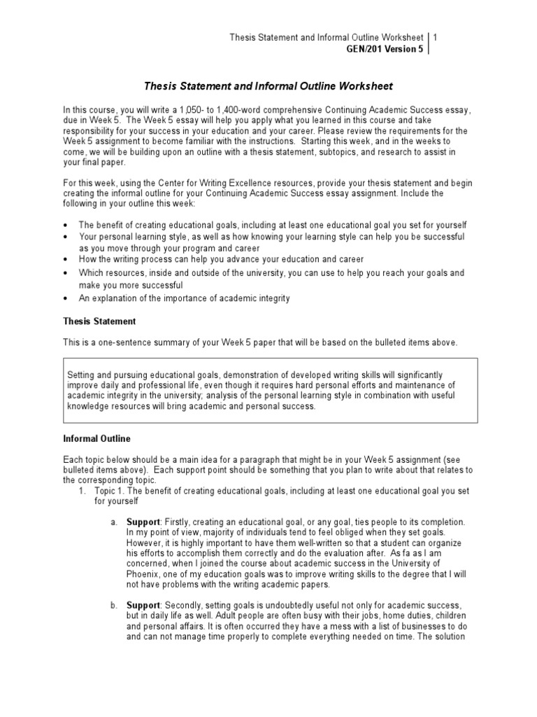 Topic sentence worksheets college picture