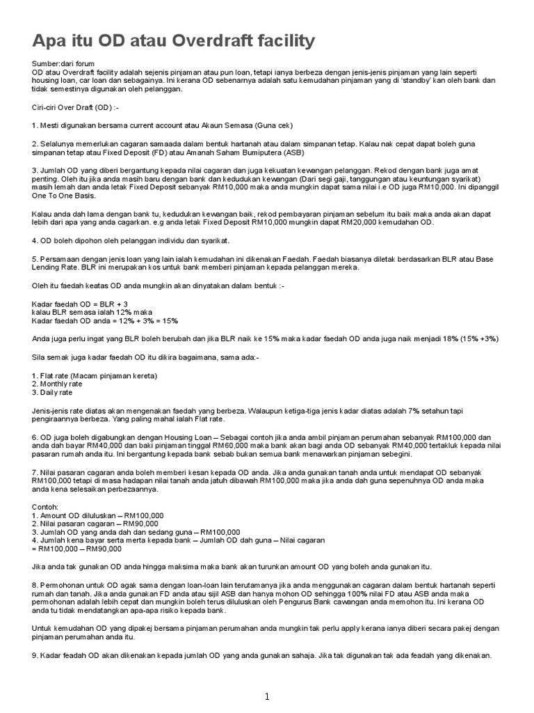Apa Itu Od Atau Overdraft Pdf