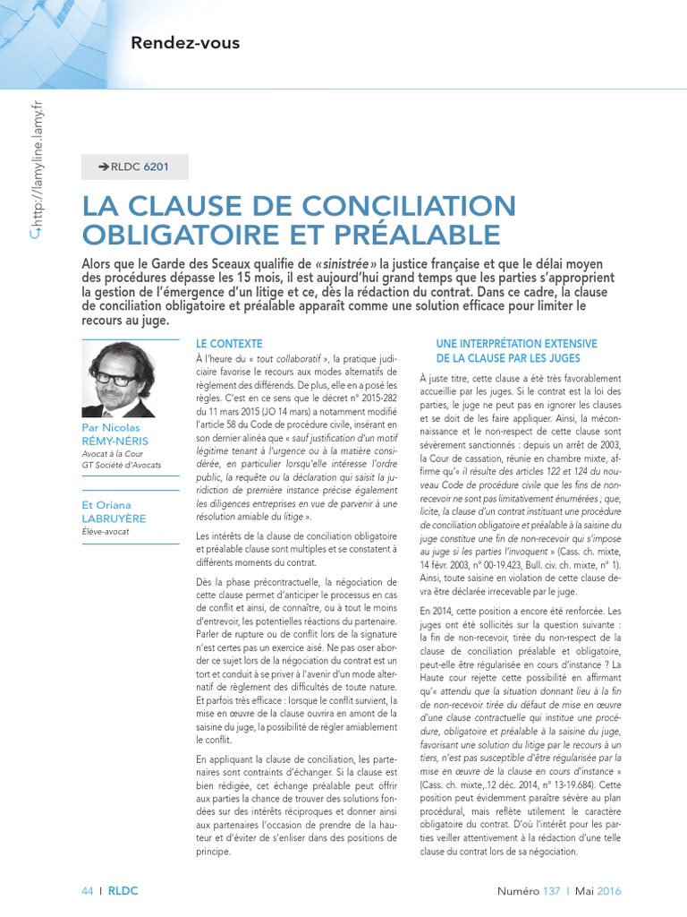 Clause de Conciliation Préalable Obligatoire | PDF | Vertu | Gouvernement
