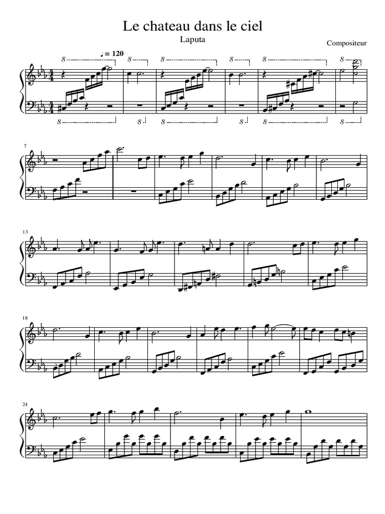 Le Chateau Dans Le Ciel Partition Piano Le Chateau Dans Le Ciel | PDF