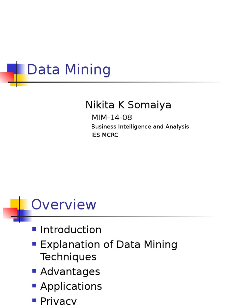 Data Mining: Nikita K Somaiya | PDF | Data Mining | Statistical ...