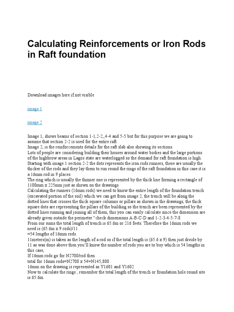 Calculating Reinforcements or Iron Rods in Raft Foundatio1 PDF Nature