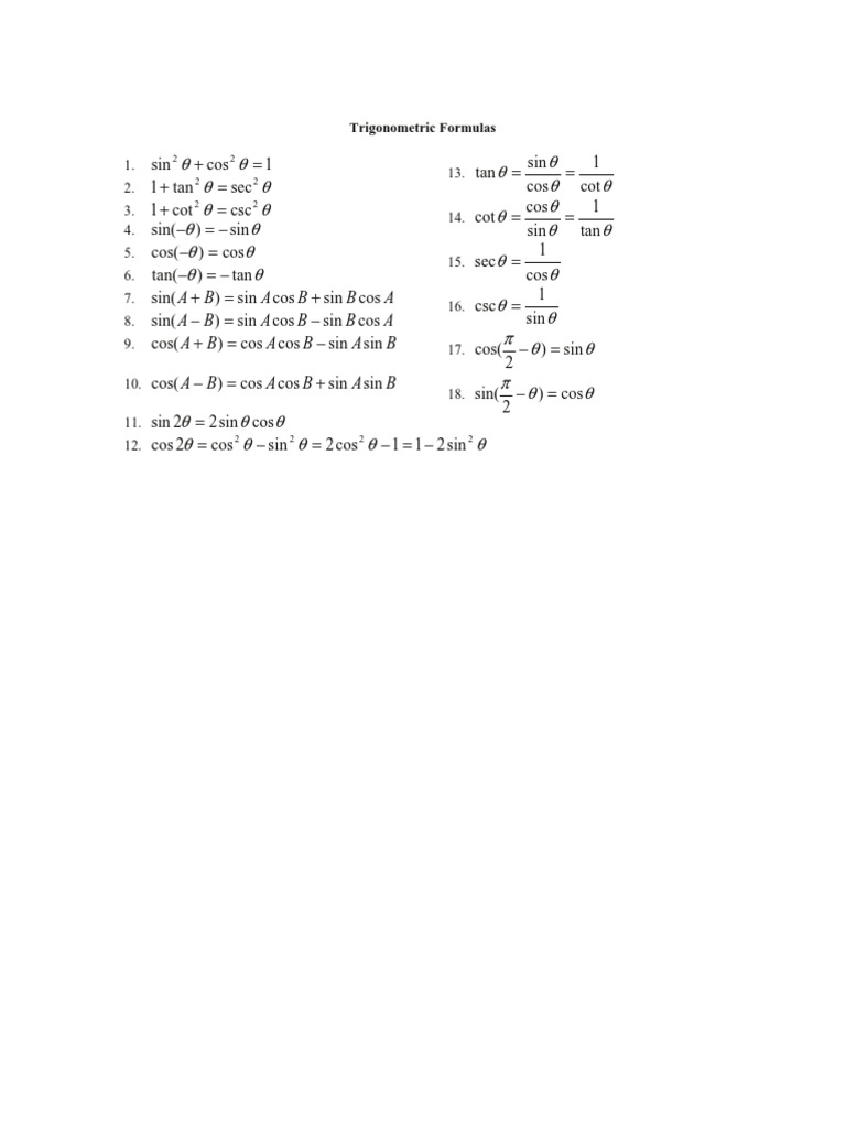 Formulas 1 | PDF