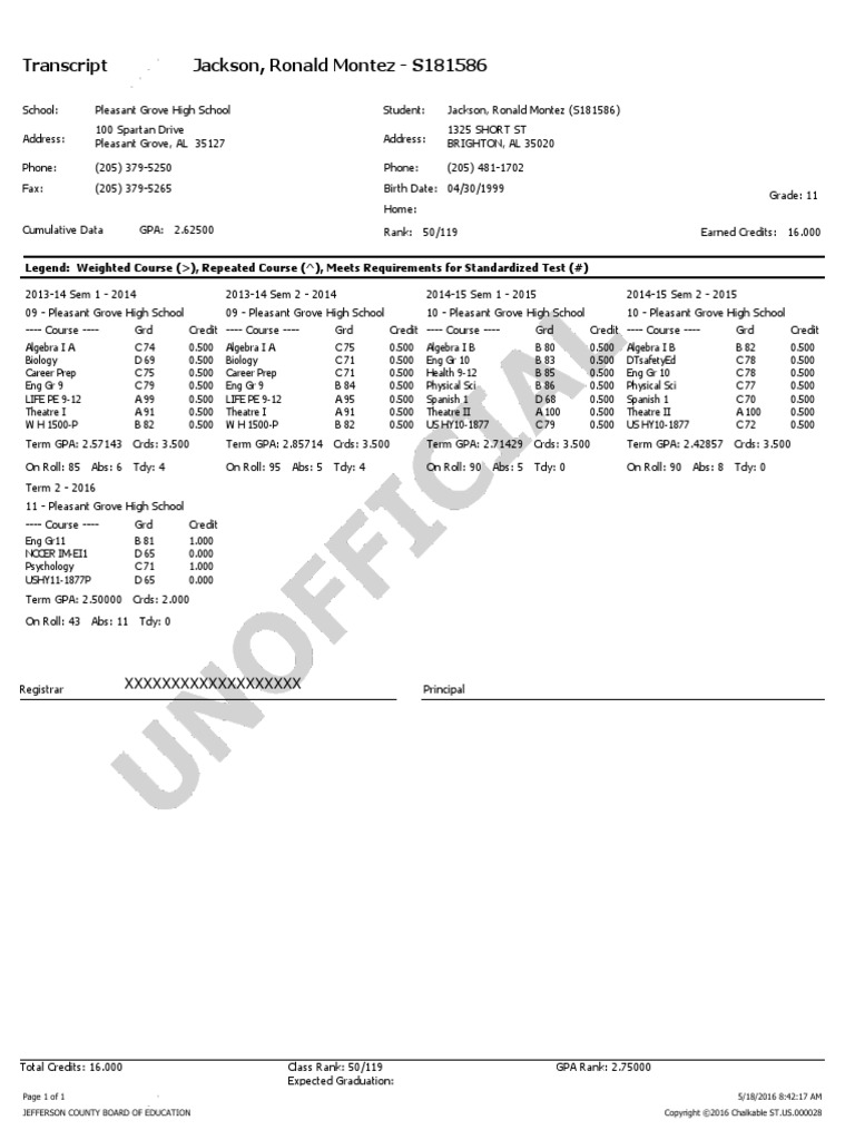 Transcript for Ronald Montez Jackson | PDF