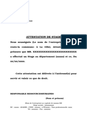 Attestation de stage pdf 2019
