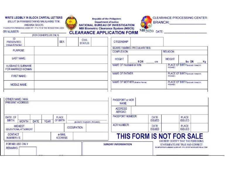 NBI Form Word Format | PDF