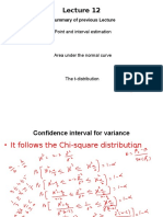 Summary of Previous Lecture: Point and Interval Estimation