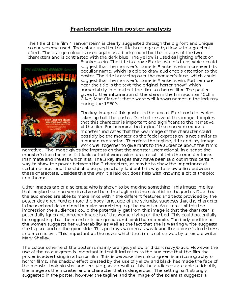 Analyzing the Frankenstein Film Poster | PDF | Poster | Horror Films