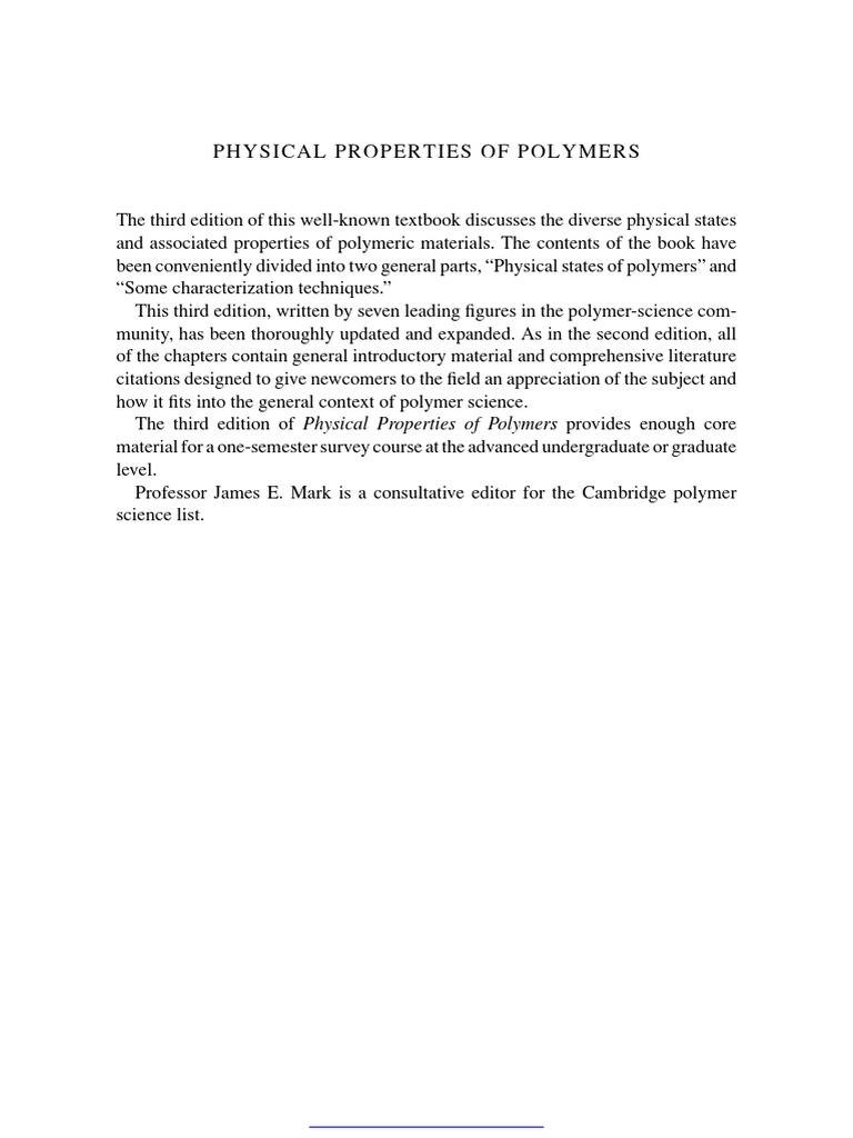 Physical Properties of Polymers | PDF | Deformation (Mechanics) | Elastomer