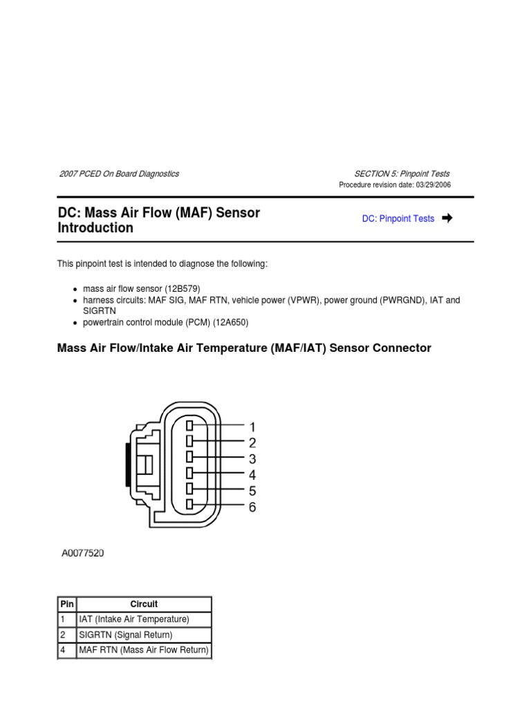 MAF Sensor Wiring Diagrams and Tests PDF