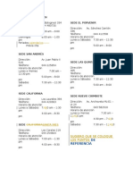 Horarios de Atención Sedes Escalabs