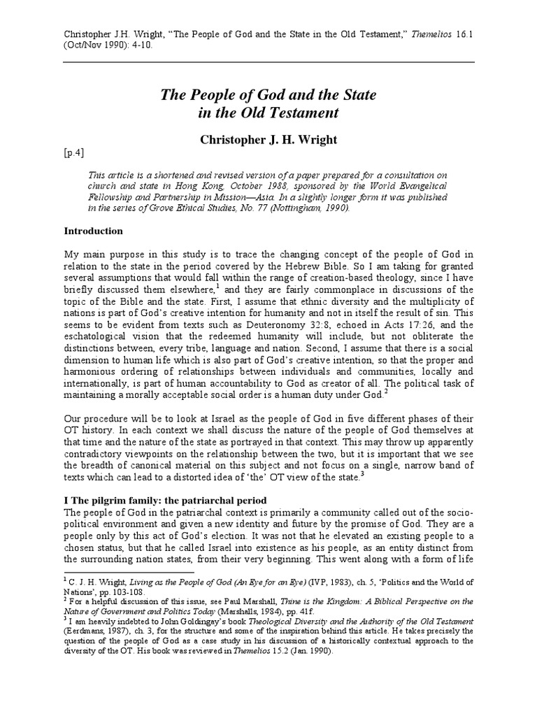 Christopher J. H. Wright People of God and State in