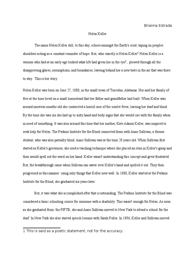 essay on helen keller