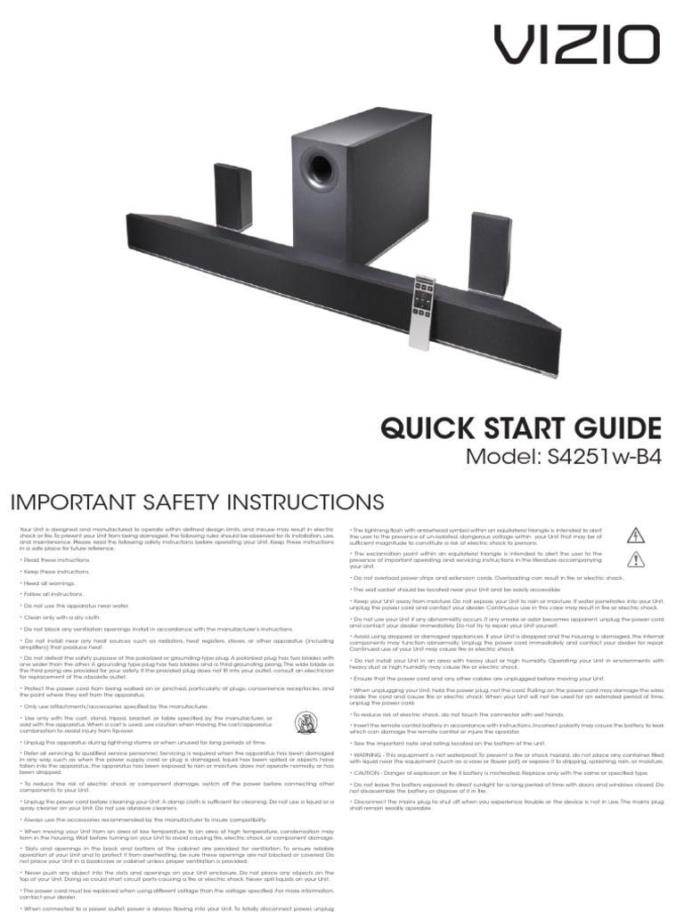 Vizio Btm257b Sound Bar User Manual