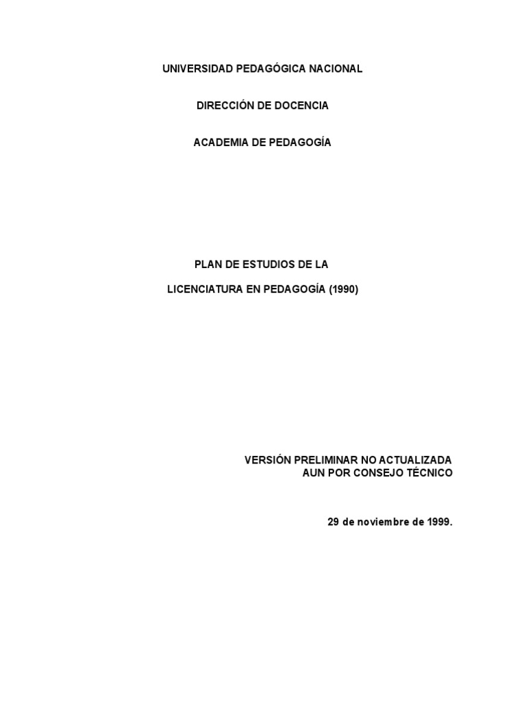 Plan de Estudios en Pedagogía UPN | PDF | Plan de estudios | Pedagogía