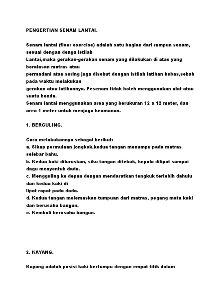 Pengertian Senam Lantai