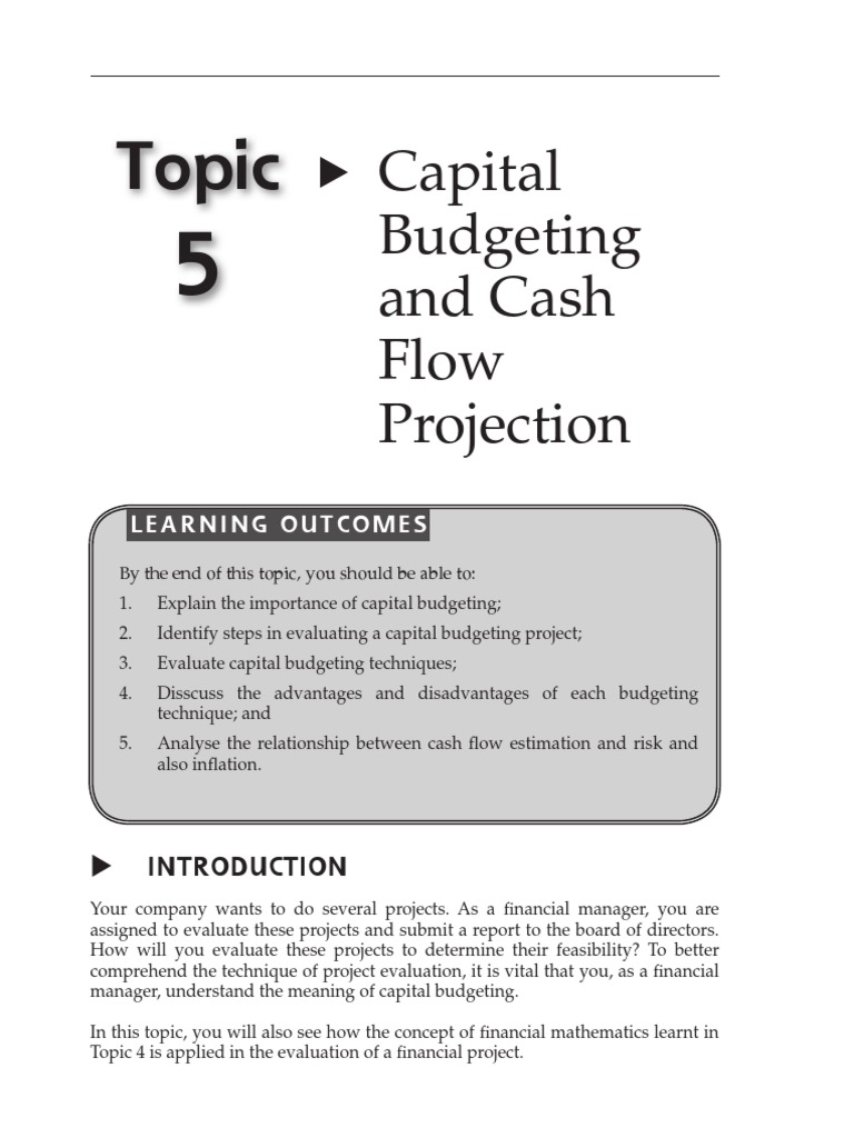 Cash Flow Projections in Capital Budgeting | PDF | Internal Rate Of ...