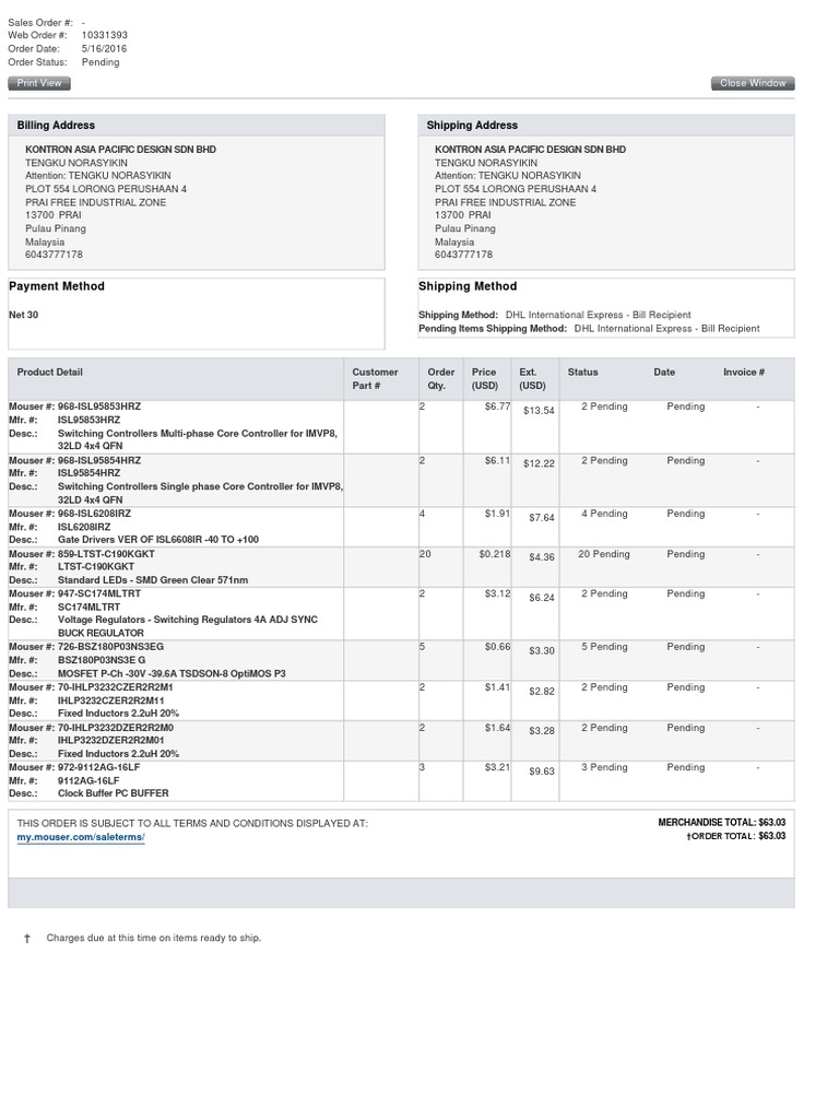 Payment Method Shipping Method: Billing Address Shipping Address | PDF ...
