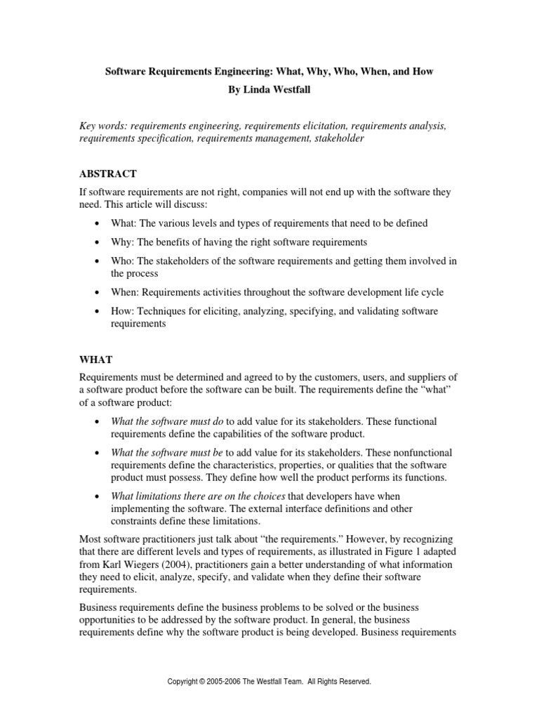 The Why What Who When and How of Software Requirements PDF | PDF ...