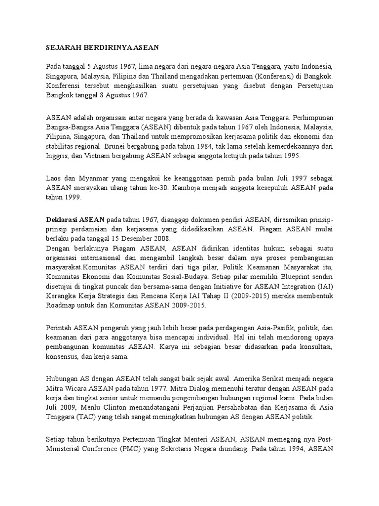 Sejarah Berdirinya Asean Docx