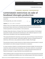 Government Restriction On Sale of Biodiesel Disrupts Production - Livemint