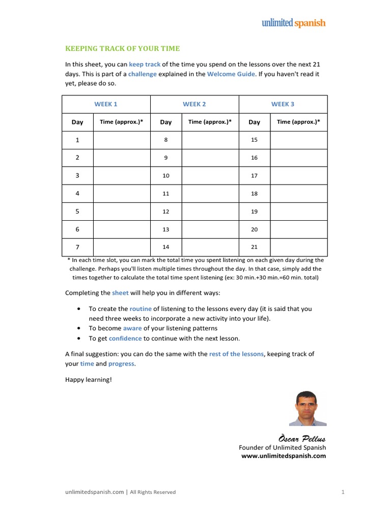 Keeping Track of Your Time: Keep Track Challenge Welcome Guide | PDF ...
