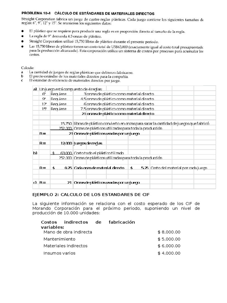 Ejercicios Costo Estandar Resueltos Pdf