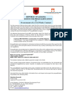 Procurement of A Civil Works Contract: Republic of Albania Invitation For Prequalification