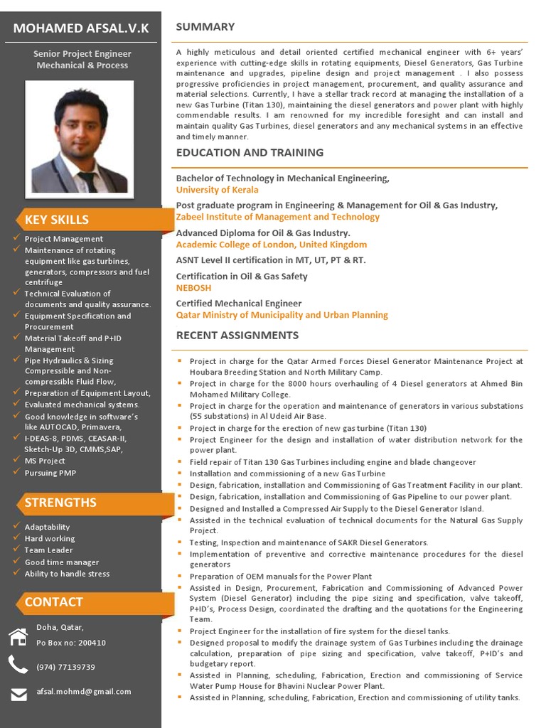 Senior Mechanical Engineer Profile | PDF