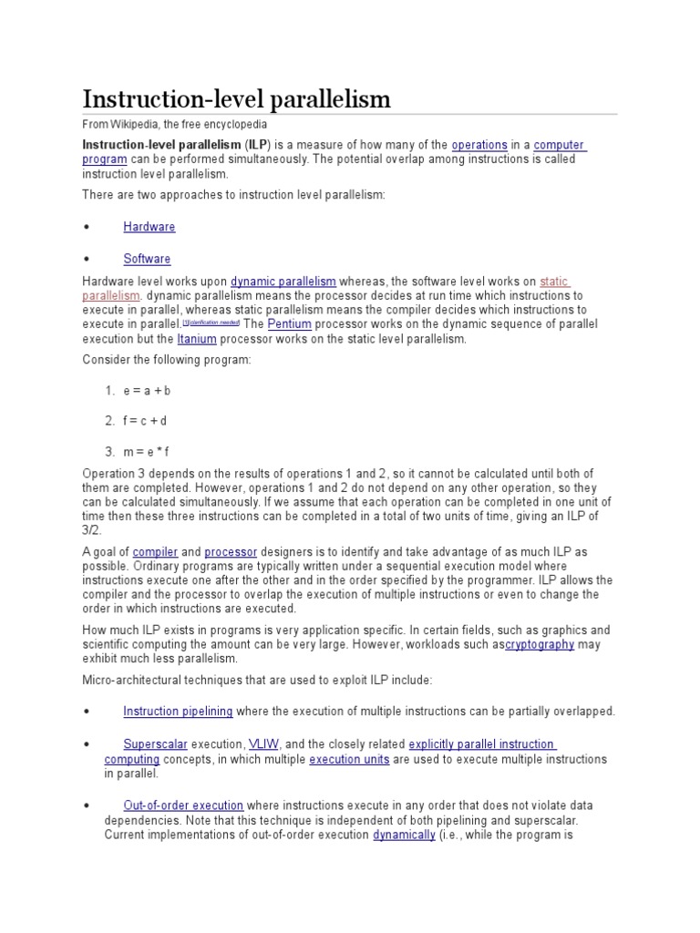 Instruction Level Parallelism | PDF | Parallel Computing | Instruction Set