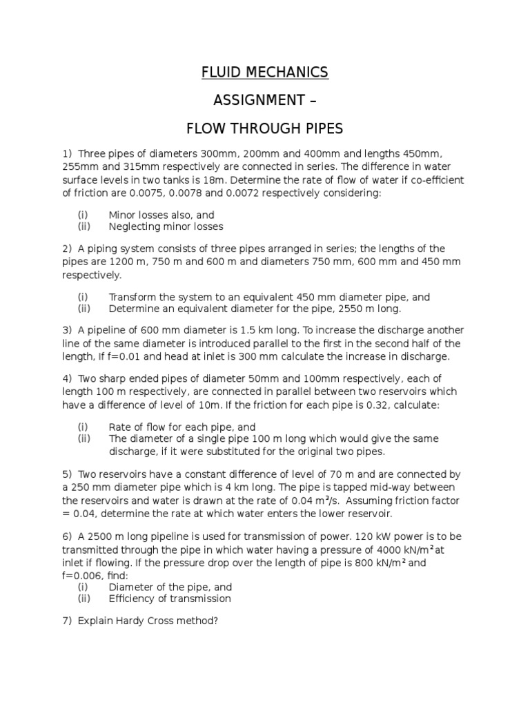 Flow Analysis in Series and Parallel Pipes | PDF | Home & Garden ...