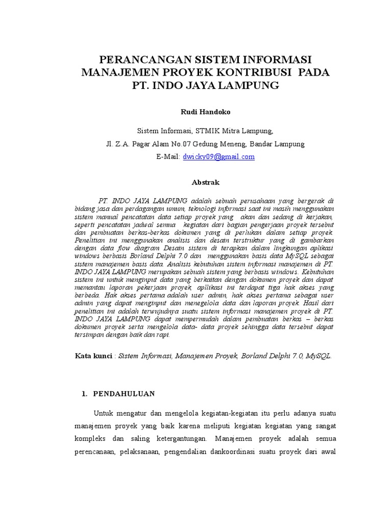 Tugas Jurnal Manajemen Proyek Sistem Informasi
